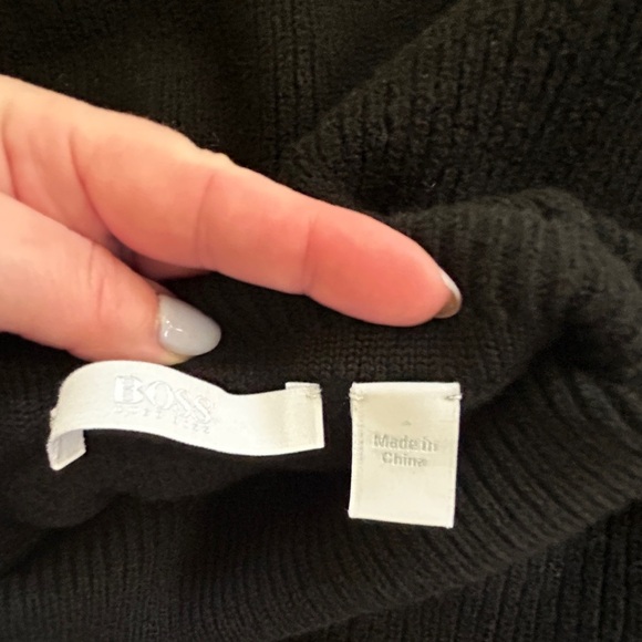 BOSS Finalian wool vegan leather ONE POCKET sweater size large MSRP $348 - Picture 7 of 12